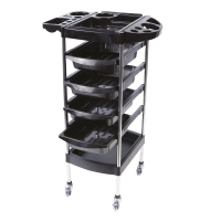 Desserte avec 4 tiroirs, 2 plateaux et 2 extensions