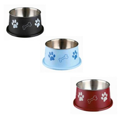 Gamelle pour chiens à longues oreilles – inox avec revêtement plastique et base antidérapante