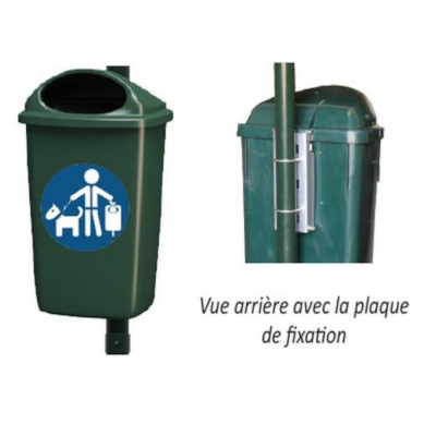 Corbeille de ville 50 L en polyéthylène PEHD – Fixation sur poteau, verrouillage sécurisé