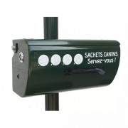 Distributeur de sachets ramasse-crottes en rouleau – aluminium RAL6009, système stop bag, fixation m