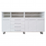 Ensemble mobilier avec 3 commodes avec tiroirs et étagères