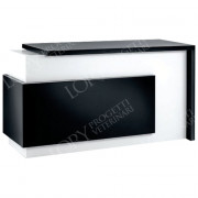 Réception d'accueil avec rangement blanche et noire
