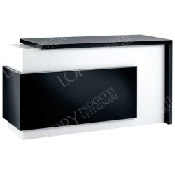 Réception d'accueil avec rangement blanche et noire