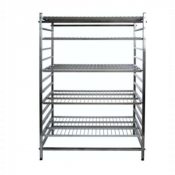 Rayonnages en inox fixes de 60 cm de profondeur avec 4 étagères