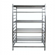 Rayonnages en inox fixes de 60 cm de profondeur avec 4 étagères