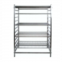 Rayonnages en inox fixes de 45 cm de profondeur avec 4 étagères