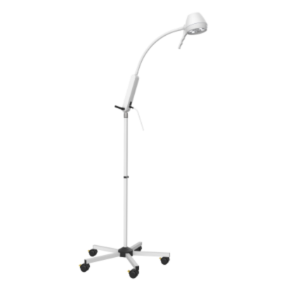 Lampe d'examen mobile avec bras flexible et tube fixe 