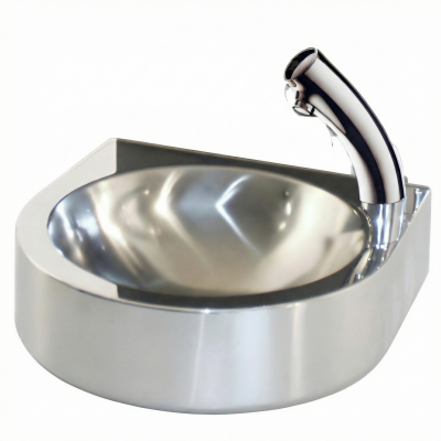 Lave-mains à cuve ronde avec robinet électronique