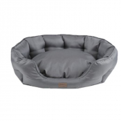 Coussin gris ovale pour chien – imperméable, antidérapant et design intérieur/extérieur
