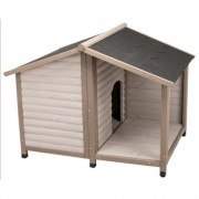 Niche en bois surélevée pour chien – modèle Lodge avec toit ouvrant