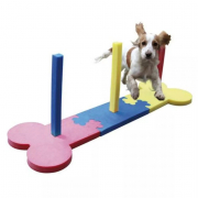 Slalom d’agility indoor pour petits chiens – Mousse sécurisée, montage rapide