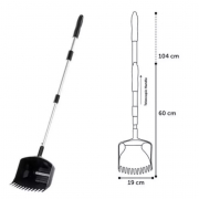 Pelle ramasse-crottes avec manche télescopique – Dents spéciales pour pelouse