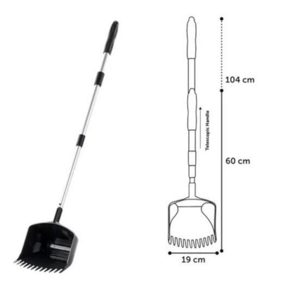 Pelle ramasse-crottes avec manche télescopique – Dents spéciales pour pelouse