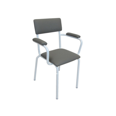 Chaise rembourrée superposable avec structure en acier blanc