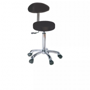 Tabouret avec dossier et assise en similicuir