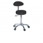 Tabouret avec dossier et assise en similicuir