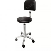 Tabouret avec dossier sur roulettes - Noir ou Blanc