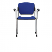 Chaise empilable avec accoudoirs en acier chromé
