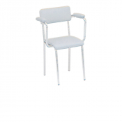 Chaise grise avec assise matelassée avec accoudoirs