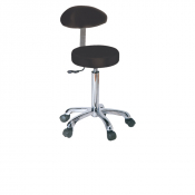 Tabouret avec dossier et assise en similicuir