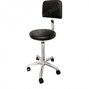 Tabouret avec dossier sur roulettes - Noir ou Blanc