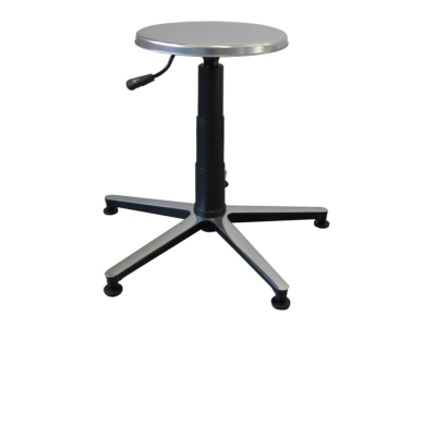 Tabouret en inox et base aluminium sur pieds
