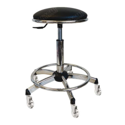 Tabouret noir sans dossier sur roulettes 