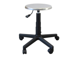 Tabouret sur roulettes , siège inox