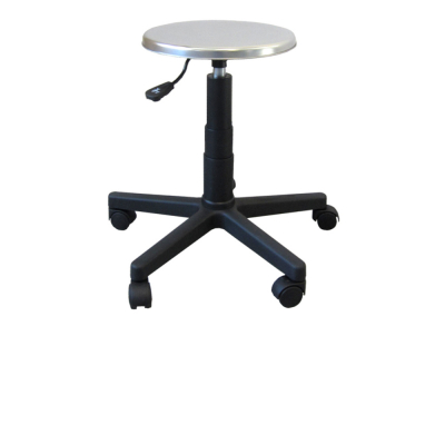 Tabouret sur roulettes , siège inox