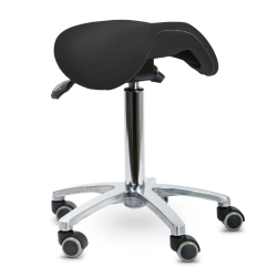 Tabouret tournant avec assise selle inclinable - 5 couleurs disponibles