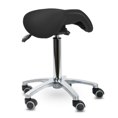 Tabouret tournant avec assise selle inclinable - 5 couleurs disponibles