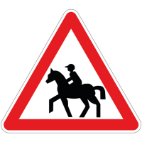 Pictogramme "Attention passage de cavalier" en PVC rigide Pictogramme "Attention passage de cavalier" en PVC rigide