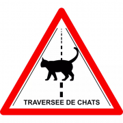 Pictogramme "Attention traversée de chats" autocollant en PVC rigide