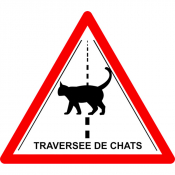 Pictogramme "Attention traversée de chats" autocollant