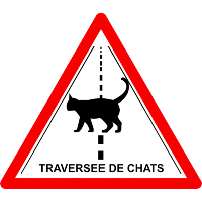 Pictogramme "Attention traversée de chats" en aluminium Dibond