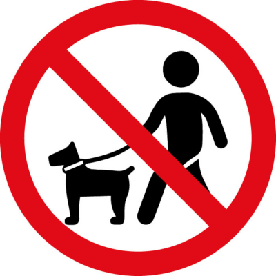 Pictogramme "Interdiction aux chiens même tenus en laisse" autocollant