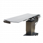 Table de chirurgie avec cadre divisé au centre et plaque translucide aux rayons X