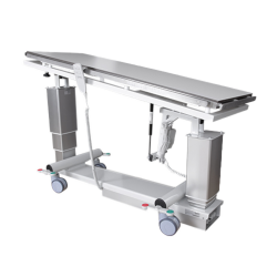 Table de chirurgie avec plateau coulissant et plaque translucide aux rayons X