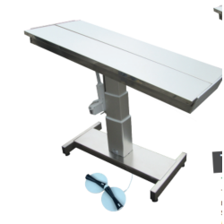 Table électrique chirurgicale avec un plateau rabattable et bac de récupération