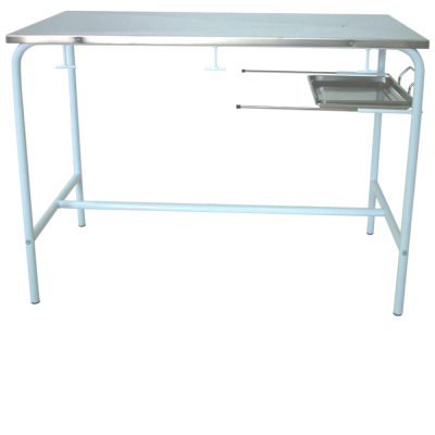 Table d'examen avec cuvette pour liquides et crochet latéral