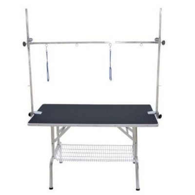 Table de toilettage pliante à potence double sans ou avec roulettes
